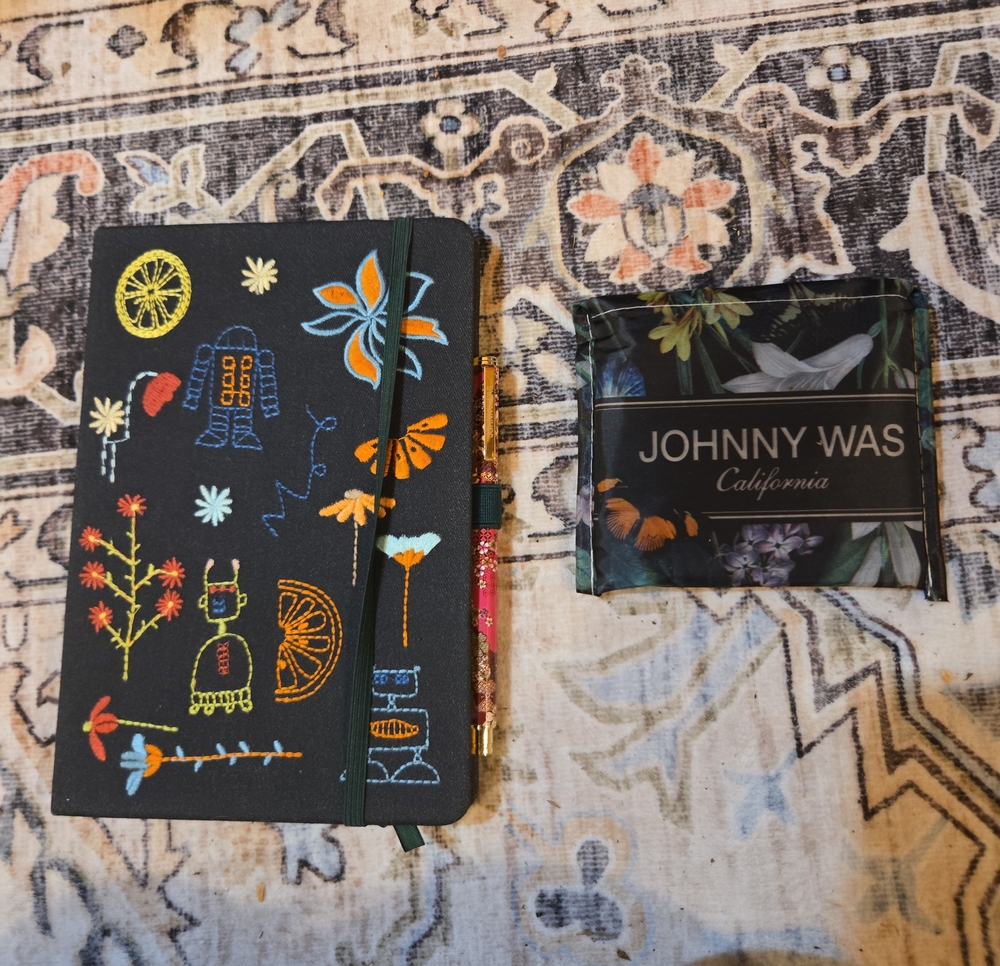 Johnny Was Black Journal and Pen Set & Foldable Tote